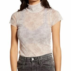 Free People Intimates Ivory Mesh Baby Tee